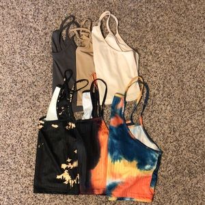 Used women’s camisole crop tank tops Sz large set of 6 multi color